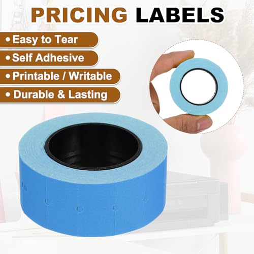 PATIKIL Pricing Labels Price Gun Labels Self-Adhesive 10 Rolls 5000pcs - color: Blue
