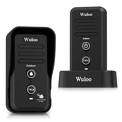 Wireless Intercom Doorbells for Home Classroom, Wuloo Waterproof Electronic Doorbell Chime with 2640 Feet Range 3 Volume Levels Rechargeable Battery (1&1-Black) - color: 1&1-Black