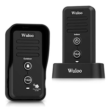 Wireless Intercom Doorbells for Home Classroom, Wuloo Waterproof Electronic Doorbell Chime with 2640 Feet Range 3 Volume Levels Rechargeable Battery (1&1-Black) - color: 1&1-Black