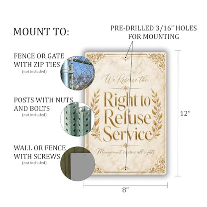 Right to Refuse Service Luxe Gold Business Sign - style: Right to Refuse Service