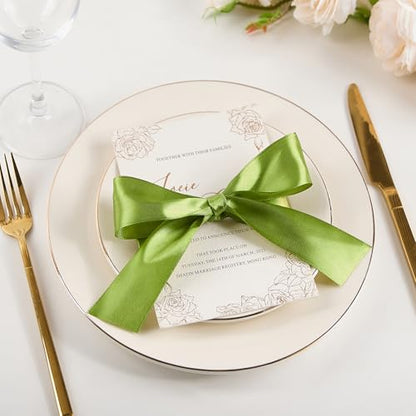 Mauproy Moss Green Satin Ribbon, 1-1/2 Inch, 50 Yards - color: Moss Green