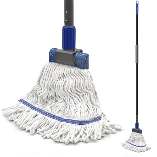TidyBliss Commercial Mop Heavy Duty with 57.5” Long Handle for Floor - color: Blue
