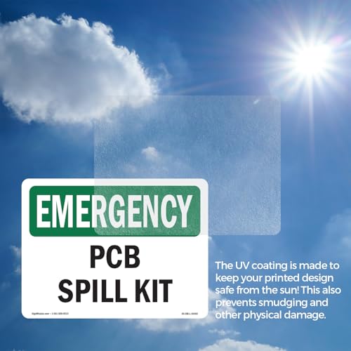 PCB Spill Kit OSHA Emergency Vinyl Decal Label 5 Inch x 3.5 Inch - 5 Pack - color: Vinyl Decal, size: 5 Pack of 5" x 3.5"