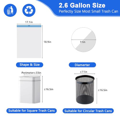 Small Trash Bags 2.6 Gallon, 360 Count -1.2 Mil Drawstring Mini Garbage Bags, Plastic White Trash Can Liners for Bathroom Accessories, 10 Liter, Bedroom, Dorm Room Essentials, Office - color: 2.6gal-360