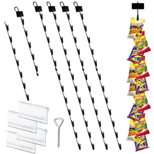 Chip Hanger Strips Hooks Display Hanging with Chip Greeting Card Party Merchandise Vendors Potato Bag Holder Snack - style: 12 clips 4 pack