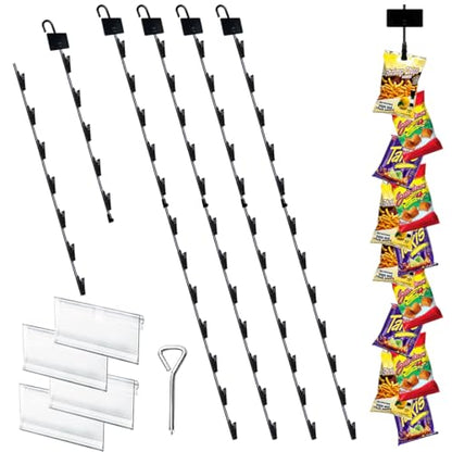 Chip Hanger Strips Hooks Display Hanging with Chip Greeting Card Party Merchandise Vendors Potato Bag Holder Snack - style: 12 clips 4 pack