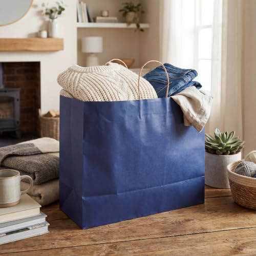 Maitys 12 Pcs 18x14x7 Inch Navy Blue Large Paper Gift Bags with Handles - color: Navy Blue, size: 18x14x7 Inch