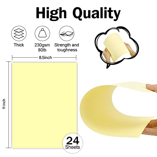 Goefun 80lb 24 Sheets Yellow Cardstock 8.5 x 11 Thick Paper - color: yellow, size: 8.5x11