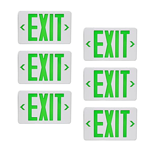 6 Pack LED Emergency Exit Sign, Universal Mount OSHA Compliant - color: Green, size: 6 Pack