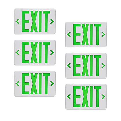 6 Pack LED Emergency Exit Sign, Universal Mount OSHA Compliant - color: Green, size: 6 Pack