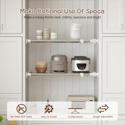 Hershii Metal Tension Shelf Expandable Shelf Rod Tension Closet Shelf - color: Ivory, size: 19.68 - 31.49 inches