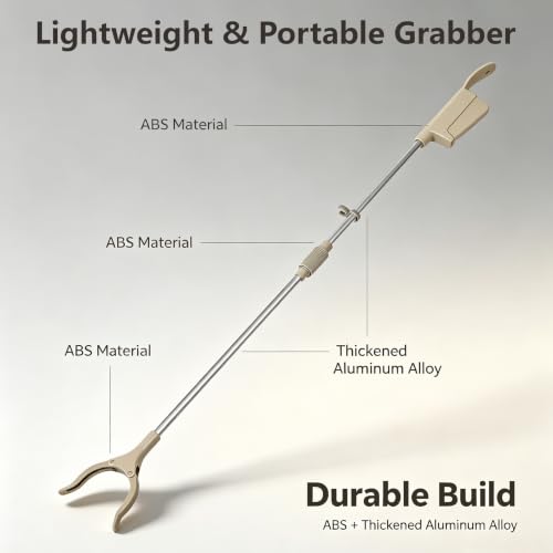 34" Foldable Reacher Grabber Tool with Shoe Horn, 2-in-1 Trash Picker Upper Grabber, 360° Rotating Jaw Long Handy Trash Claw, Lightweight Pick Up Stick for Elderly, Litter, Garden (Gray, 1-Pack) - size: 1 Pack