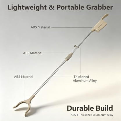 34" Foldable Reacher Grabber Tool with Shoe Horn, 2-in-1 Trash Picker Upper Grabber, 360° Rotating Jaw Long Handy Trash Claw, Lightweight Pick Up Stick for Elderly, Litter, Garden (Gray, 1-Pack) - size: 1 Pack