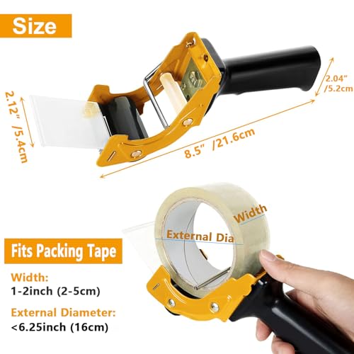 Acrux7 2 PCS 2 Inch Packing Tape Gun, Rapid Replace Packing Tape Dispenser Guns with Ergonomic Grip, Handheld Tape Gun Dispenser Heavy Duty Tapes Sealing Cutter for Carton Packaging, Boxes Sealing