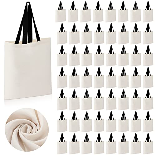 Roowest 60 Pack Canvas Tote Bags Bulk, 16" x 15", Natural Color and Black - color: Natural Color and Black