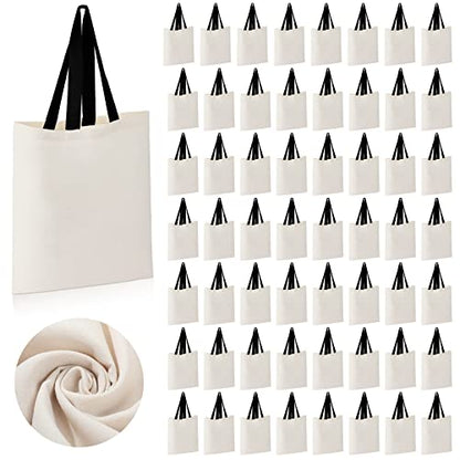 Roowest 60 Pack Canvas Tote Bags Bulk, 16" x 15", Natural Color and Black - color: Natural Color and Black