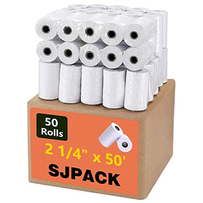 SJPACK Thermal Paper 2 1/4" x 50' Pos Receipt Paper, 50 rolls Cash Register Roll Verifone Vx510 Vx520 Vx570 Ingenico iCT200 iCT 220 iCT250 - size: 2-1/4"x 50', style: 50 Rolls