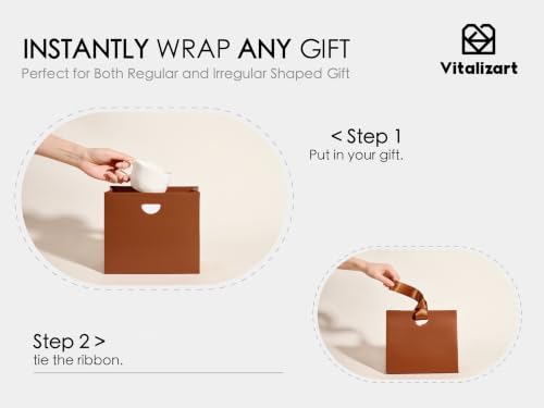Vitalizart Paper Gift Bags With Ribbon Handles Small Brown Bulk Pack - color: Brown, size: Small Size/10pcs