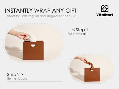 Vitalizart Paper Gift Bags With Ribbon Handles Small Brown Bulk Pack - color: Brown, size: Small Size/10pcs