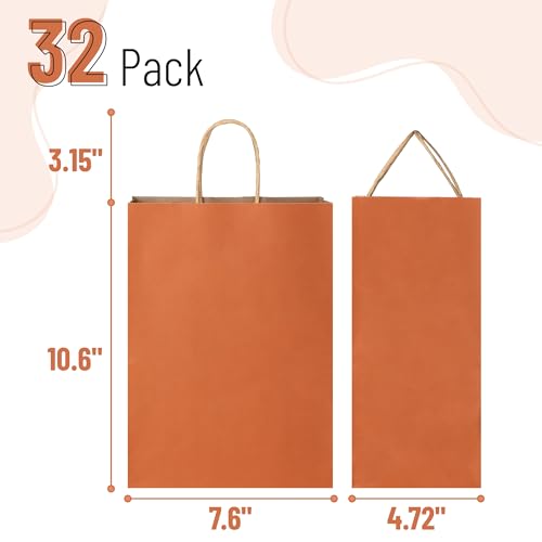 Mr. Pen- Paper Gift Bags with Handles, 32 Pack, 7.6" x 4.7" x 10.6" - color: Orange, size: 32 Pack