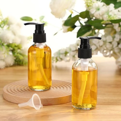 Fumete 2 Pack Glass Spray Bottles 4oz,Clear, Black Top,Pump Bottle - color: Clear, Black Top, style: Pump Bottle