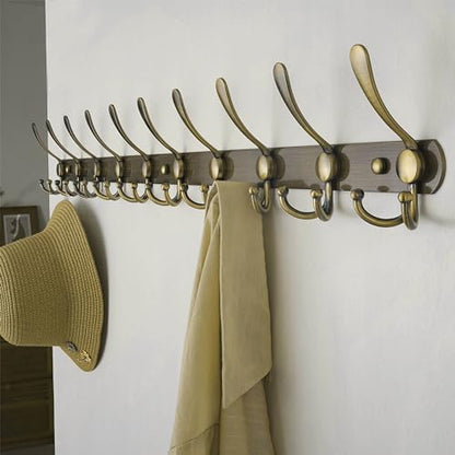 Dseap Coat Rack Wall Mount - 38” Long 10-Tri-Hooks Heavy Duty Coat Hanger Rail Wall Hooks for Hanging Coats Hats Clothing Clothes Purse Mudroom Entryway, Bronze - color: Bronze, size: L=38” (1 Pcs)