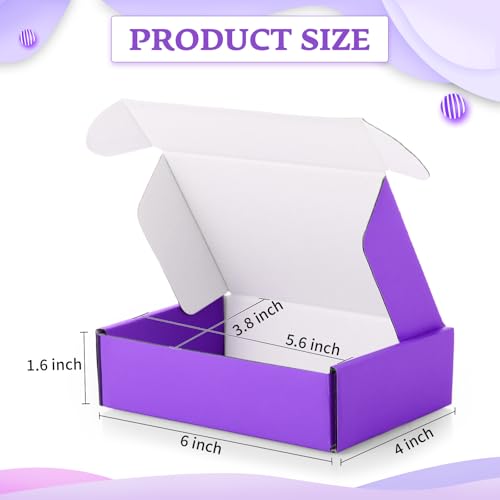 Spakon 50 Packs Shipping Boxes, Cardboard, Purple, 6 x 4 x 1.6 Inches - color: Purple, size: 6 x 4 x 1.6 Inches