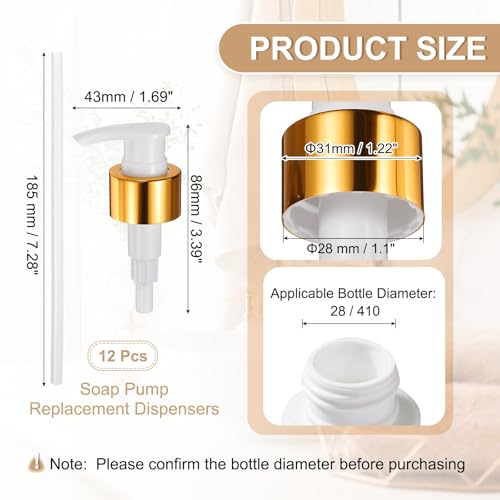 uxcell Soap Dispenser Pump Heads Gold/White 12 Pcs Pcs - color: Gold/White, size: 28/410