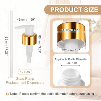 uxcell Soap Dispenser Pump Heads Gold/White 12 Pcs Pcs - color: Gold/White, size: 28/410