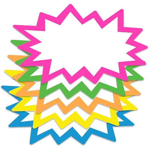 Starburst Signs with Stickers 100pcs 6x8 inch (Neon) - color: Neon, size: 6x8
