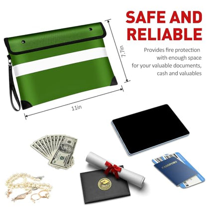 Vailoin 6200°F Fireproof Money Bag, 8 Layers of Heat Insulated Materials - color: Green, size: 11"x7.7"