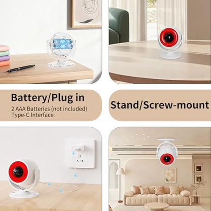 2 Pack Wireless Motion Detector Alarm for Indoor Use, PIR Motion Sensor with Sound Player for Pets, Dogs & Animal Deterrent, Intruder Alert & Remote Safety System, Noise Maker Sensor de Movimiento