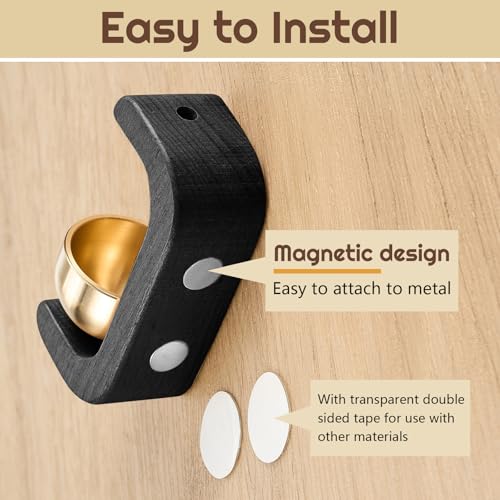 Zonon 4 Pcs Magnetic Wooden Doorbell Chime, Black - color: Black