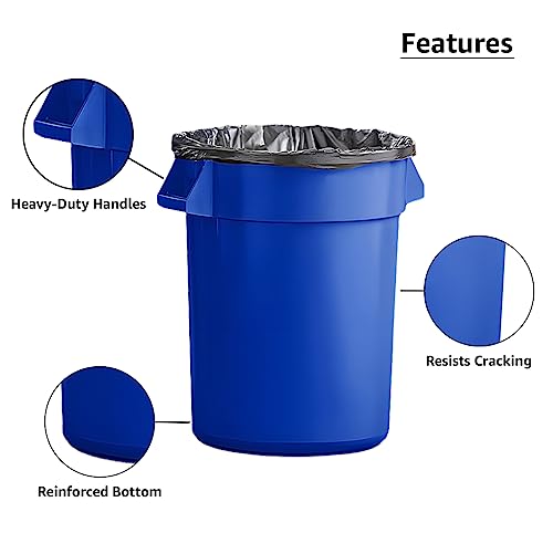Set of 4 Round Commercial Trash Can 44 Gallon, Industrial Recycling Bin, Durable Garbage Can, Safe Food Container, Ingredient Bin (Blue) - color: Blue