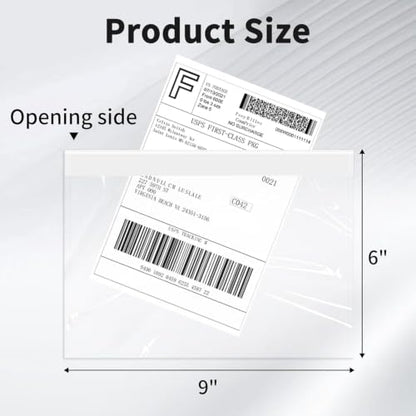9527 Product 6" x 9" Clear Adhesive Top Loading Packing List Clear Shipping Pouches, Mailing/Shipping Label Envelopes (200 Pack) - size: 6" x 9" | 200 pack