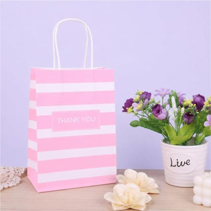 Small Gift Bags with Handles,50pcs Kraft Paper Bags,Thank You,Pink - color: Pink Thank You