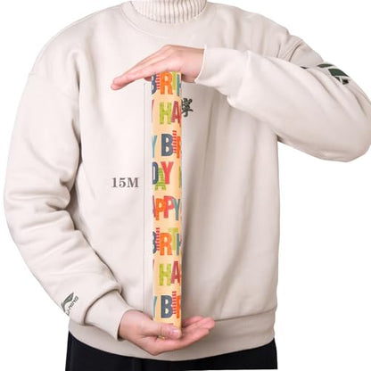 Birthday Wrapping Paper, Gift Wrapping Paper Boy Roll - 17 inch X 32.8 Feet - color: Happy Birthday-B