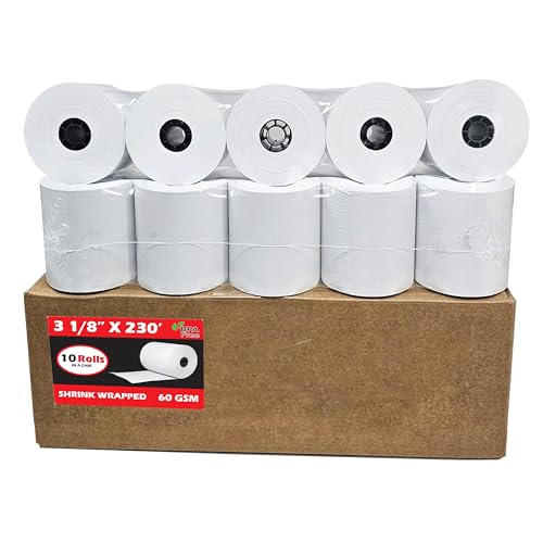 (10 Rolls) 3 1/8 x 230 Thermal Paper Receipt Rolls (60 GSM) Fits All POS Cash Registers BPA Free - BuyRegisterRolls