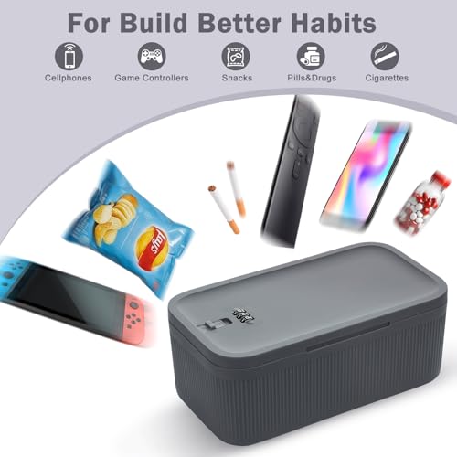 Lockable Storage Box, Small Lock Box with Combination Code for Phone/Medicine Safe/Food Home/Refrigerator/Office/Personal Items/Travel/Gift,9.25 x 5.04 x 3.62’’ - color: Gray