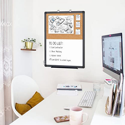 Maxtek Black Whiteboard and Cork Board Combo 24 x 18 in, Wall Mounted - size: 18" x 24"