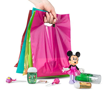 Choice Marts 100 Multicolor Plastic Bags With Handles 9x12 Merchandise Bags - color: Multicolor