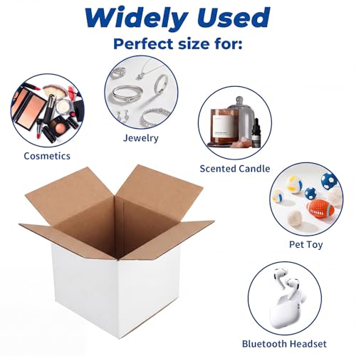 CRUGLA 50 Pack 4x4x4 Shipping Boxes, Small White Mailing Boxes - size: 4x4x4 Inch 50 Pack