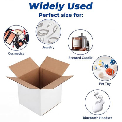 CRUGLA 50 Pack 4x4x4 Shipping Boxes, Small White Mailing Boxes - size: 4x4x4 Inch 50 Pack