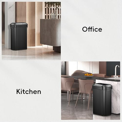 EKO Urban 16 Gallon/60 Liter Open Top Stainless Steel Slim Commercial Trash Can, Tall Kitchen Trash Bin, Heavy-Duty Commercial Grade Large Garbage Bin for Home, Office, Hotel, Restaurant, Matte Black - color: Matte Black, size: 60 Liter, Slim