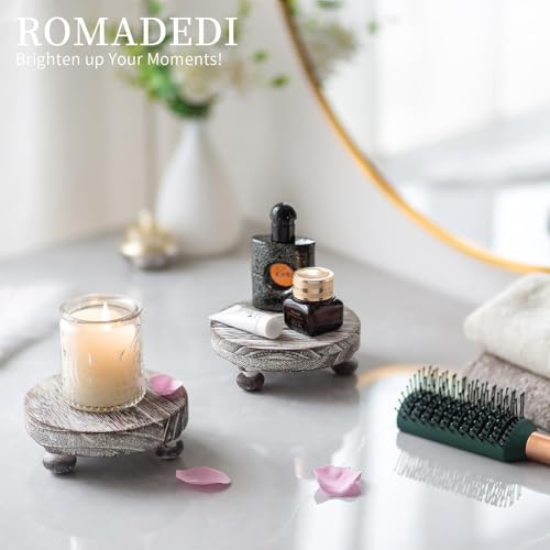 Romadedi Whitewashed Wood Riser, Pillar Candle Holder, 4.7 in, 2 Packs - color: Whitewashed, size: 2 PCS