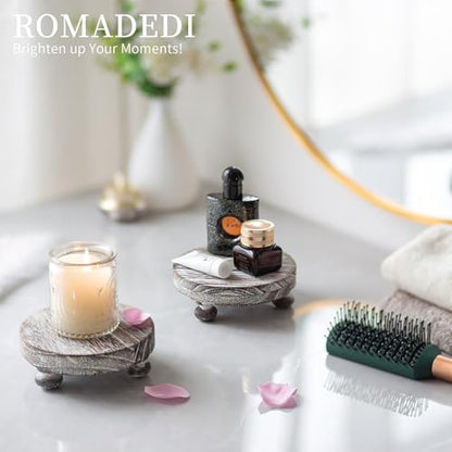Romadedi Whitewashed Wood Riser, Pillar Candle Holder, 4.7 in, 2 Packs - color: Whitewashed, size: 2 PCS