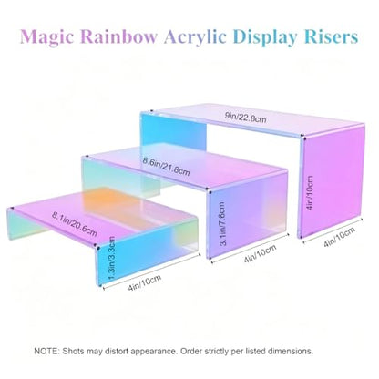 Wider Holographic Acrylic Risers 6 Pcs 4 Inch for Countertop Organizer - color: Holographic 6 PCs