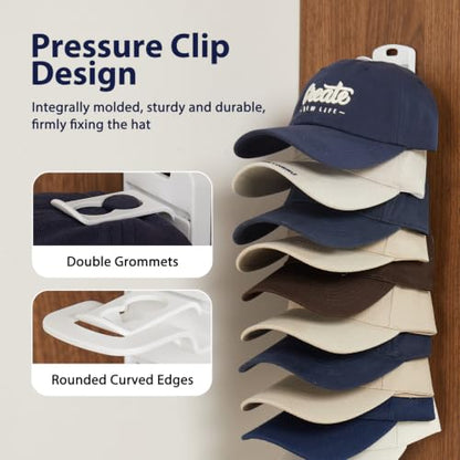 MACOPRO Hat rack for wall, Hat Organizer for Baseball Caps, White 2 Packs - color: 2Packs-White