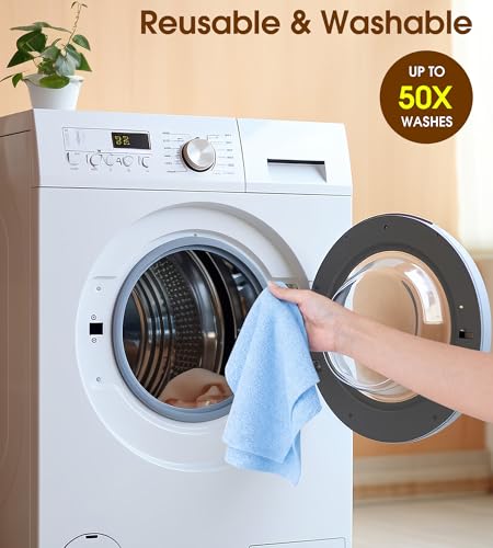KitchLife Microfiber Cleaning Cloth Roll, 100 Pack - Tear-Away Microfiber Paper Towels, Lint-Free, Reusable, Washable for Kitchen, Car, Dishes, and Sensitive Surfaces (Blue) - color: Blue, size: 100 Pack