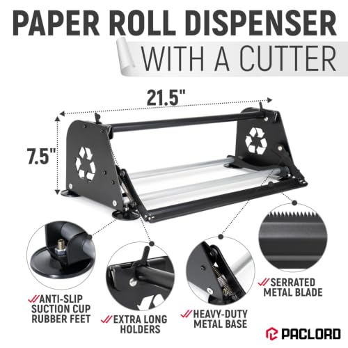 18" Paper Dispenser with Cutter + White Kraft Paper Roll - color: White, size: 1 Roll + Dispenser